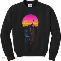Retro 80s Space Shuttle Launch Circuit Mountain Kids Sweatshirt thumb 0
