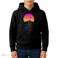 Retro 80s Space Shuttle Launch Circuit Mountain Kids Hoodie thumb 4