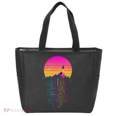 Retro 80s Space Shuttle Launch Circuit Mountain Tote Bag