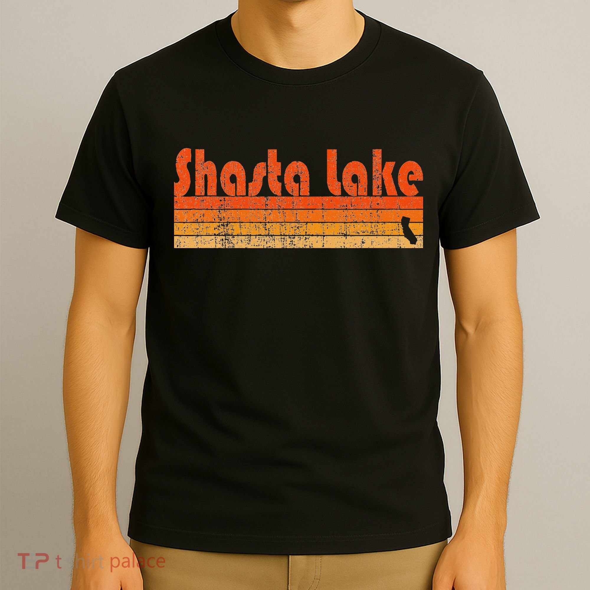 Retro 80s Style Shasta Lake Ca T-Shirt