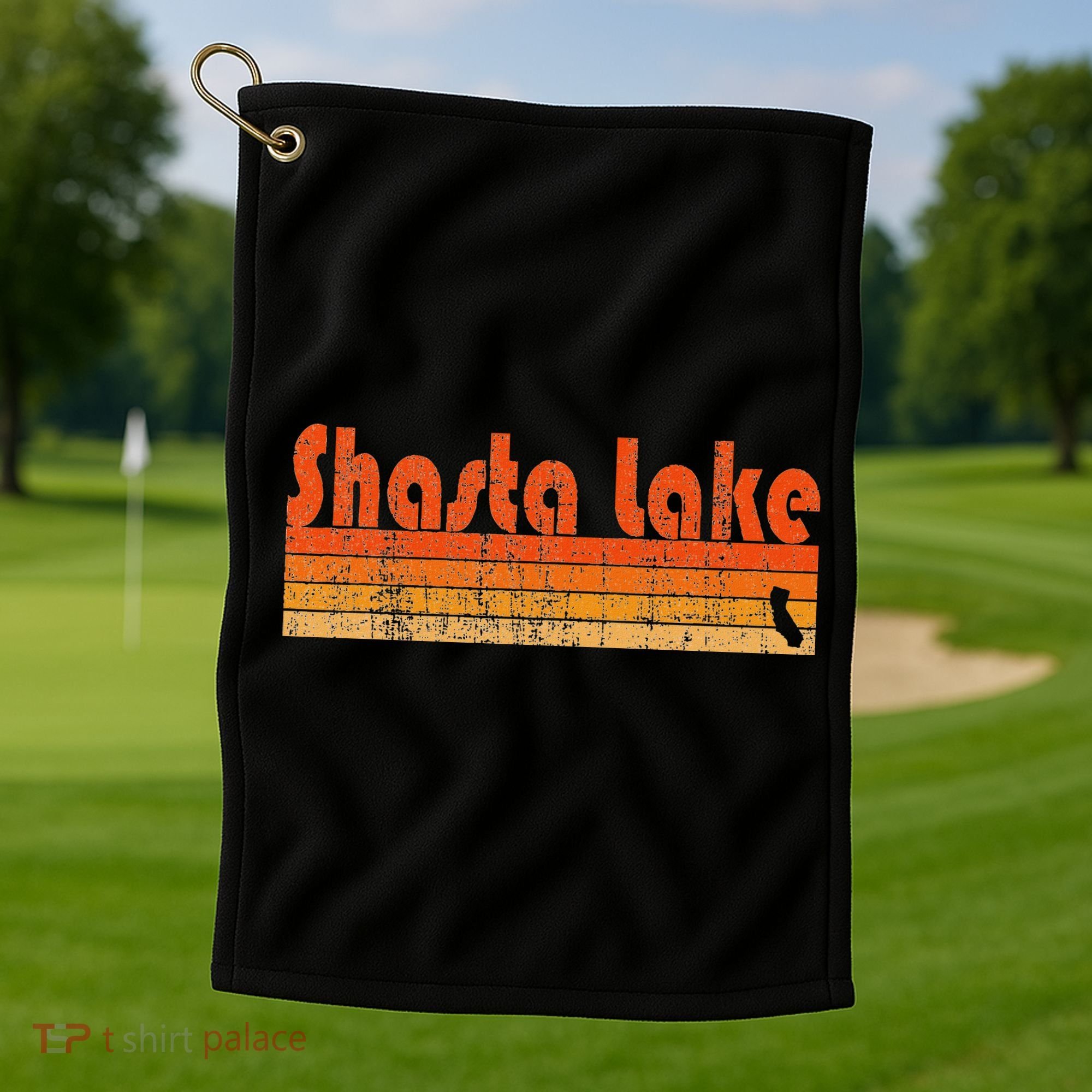 Retro 80s Style Shasta Lake Ca Golf Towel
