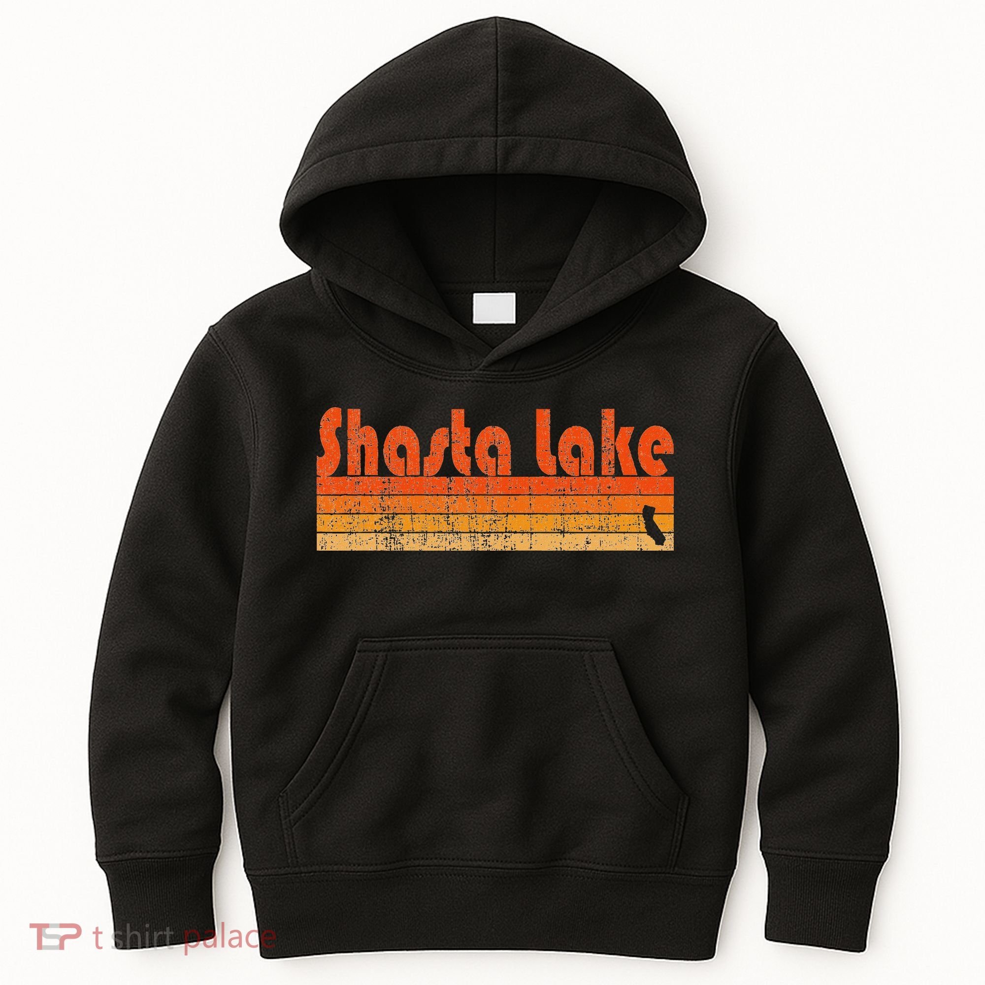 Retro 80s Style Shasta Lake Ca Kids Hoodie