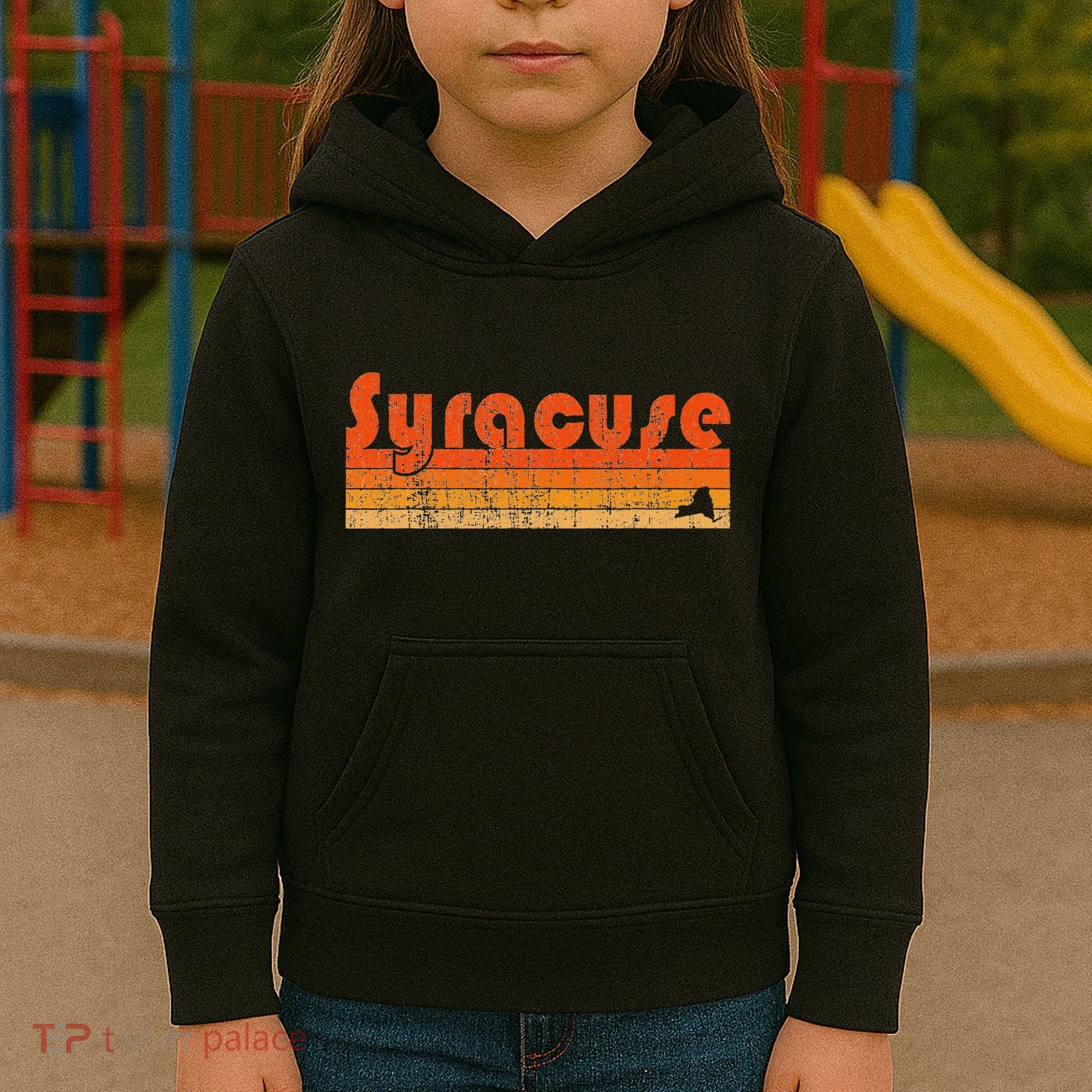 Retro 80s Style Syracuse Ny Kids Hoodie