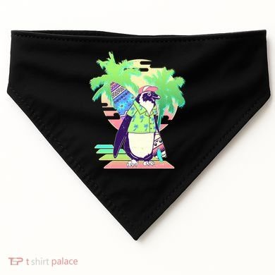 Retro 80's Tropical Surfer Penguin USA-Made Doggie Bandana
