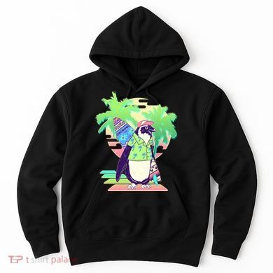 Retro 80's Tropical Surfer Penguin Hoodie