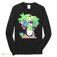 Retro 80's Tropical Surfer Penguin Long Sleeve Shirt thumb 0