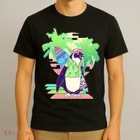 Retro 80's Tropical Surfer Penguin T-Shirt thumb 3