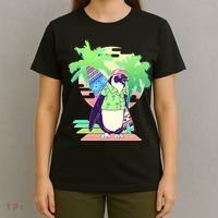 Retro 80's Tropical Surfer Penguin T-Shirt thumb 4