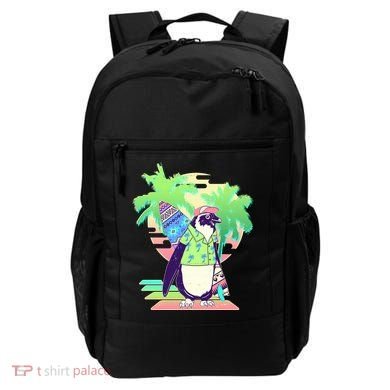 Retro 80's Tropical Surfer Penguin Backpack