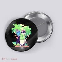 Retro 80's Tropical Surfer Penguin Button thumb 0