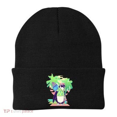 Retro 80's Tropical Surfer Penguin Beanie