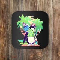 Retro 80's Tropical Surfer Penguin Coaster thumb 0