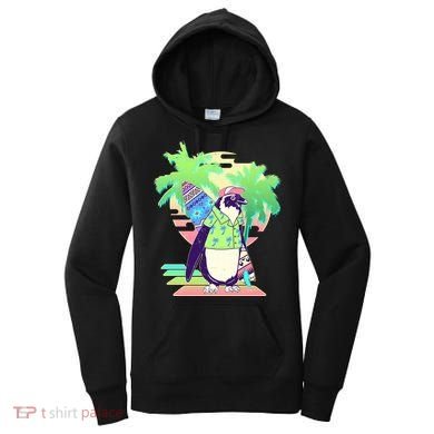 Retro 80's Tropical Surfer Penguin Women's Hoodie