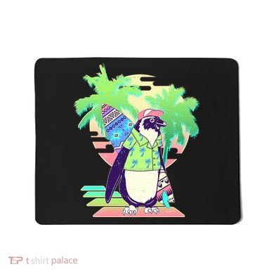 Retro 80's Tropical Surfer Penguin Mousepad