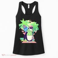 Retro 80's Tropical Surfer Penguin Women's Tank Top thumb 0