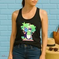 Retro 80's Tropical Surfer Penguin Women's Tank Top thumb 2