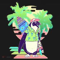 Retro 80's Tropical Surfer Penguin Baby Bodysuit thumb 2