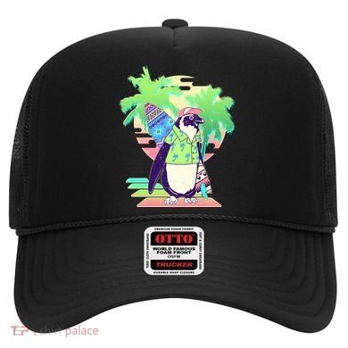 Retro 80's Tropical Surfer Penguin Hat