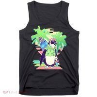 Retro 80's Tropical Surfer Penguin Tank Top thumb 0
