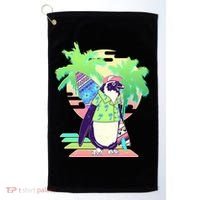 Retro 80's Tropical Surfer Penguin Golf Towel thumb 0