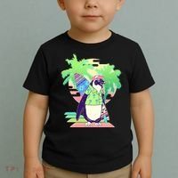 Retro 80's Tropical Surfer Penguin Toddler T-Shirt thumb 2