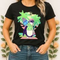 Retro 80's Tropical Surfer Penguin Women's T-Shirt thumb 2