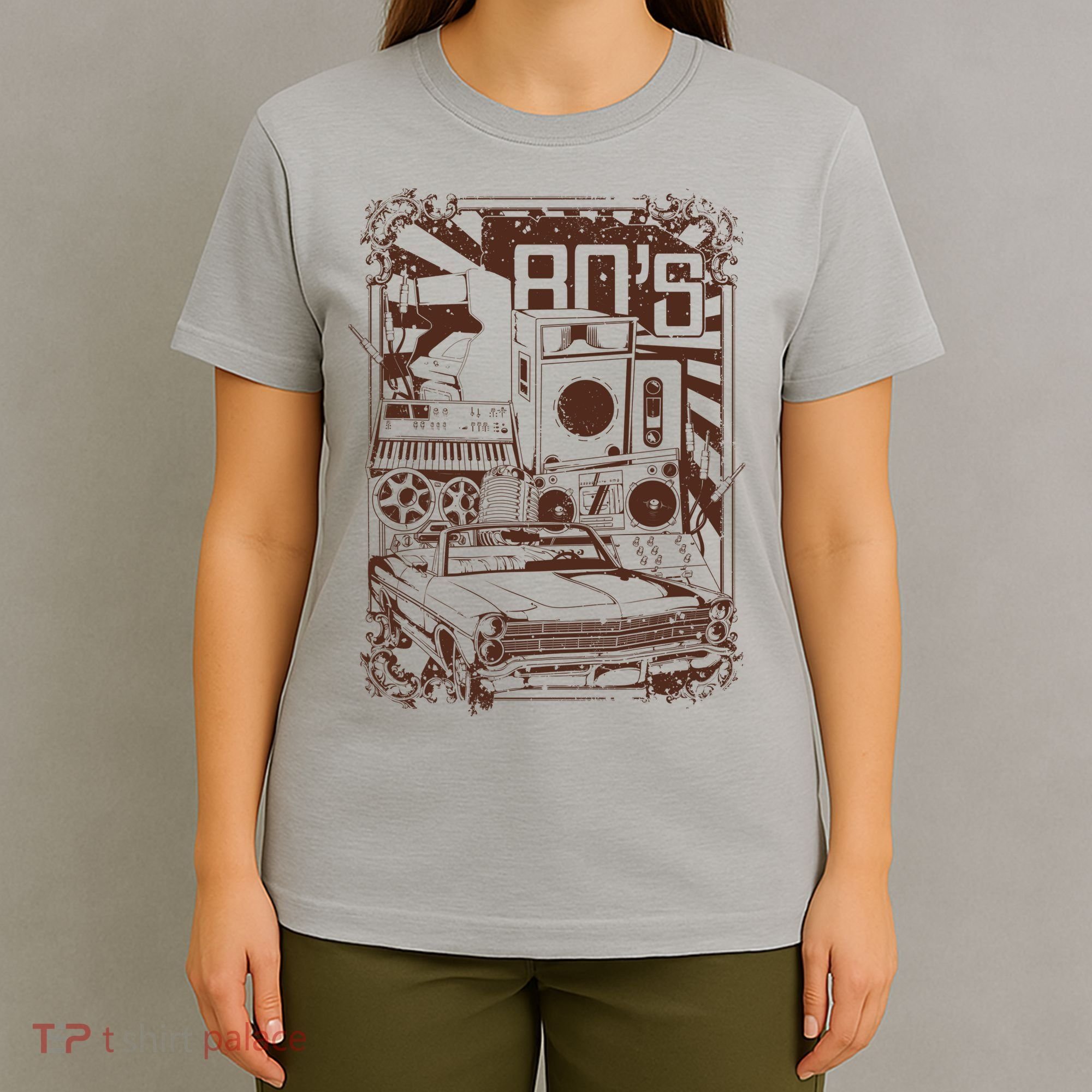 Retro 80's Vintage Classic Car Boombox Graphic T-Shirt