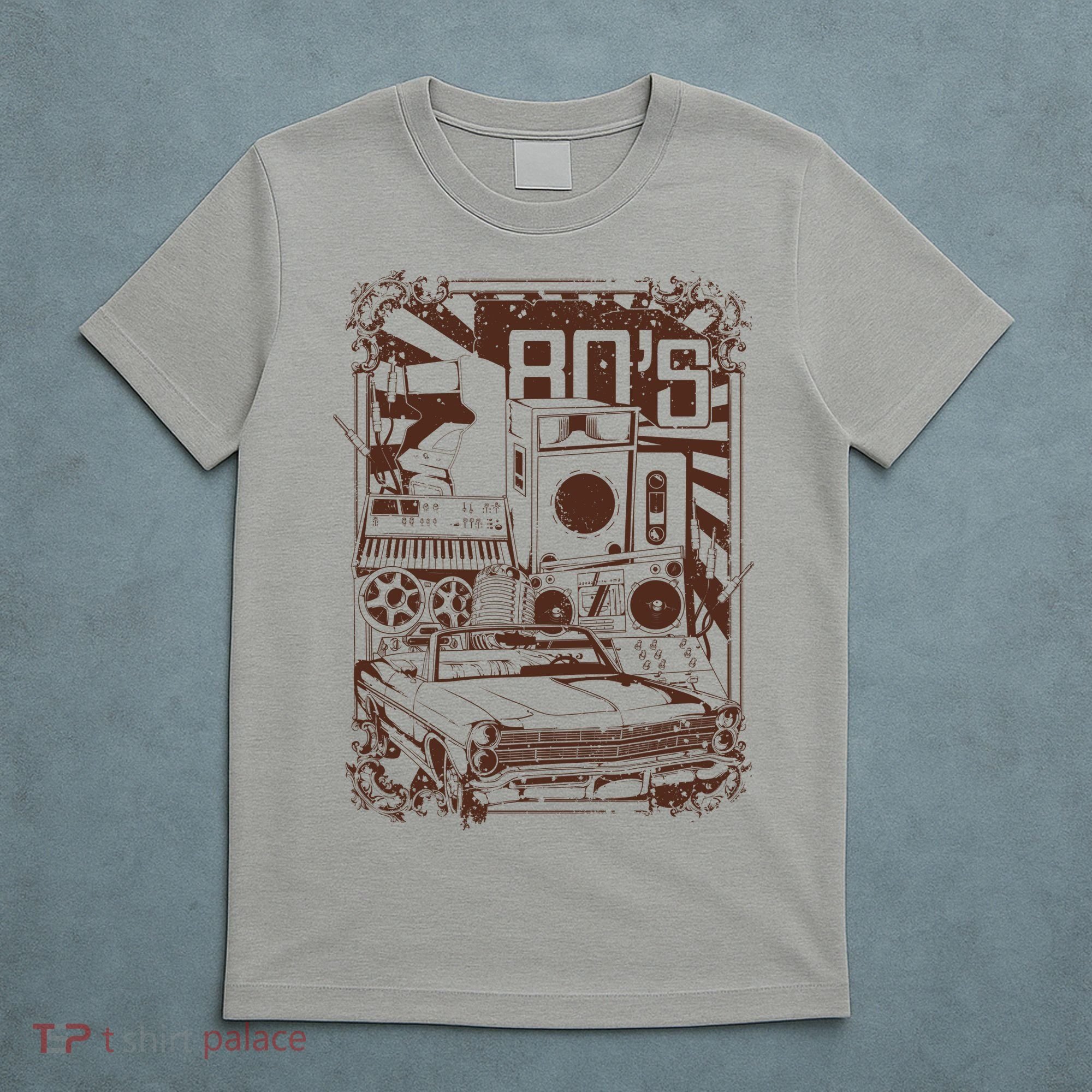 Retro 80's Vintage Classic Car Boombox Graphic T-Shirt