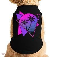 Retro 80s Vaporwave Aesthetic Palm Trees 90s Art Vaporwave Doggie Tank thumb 0