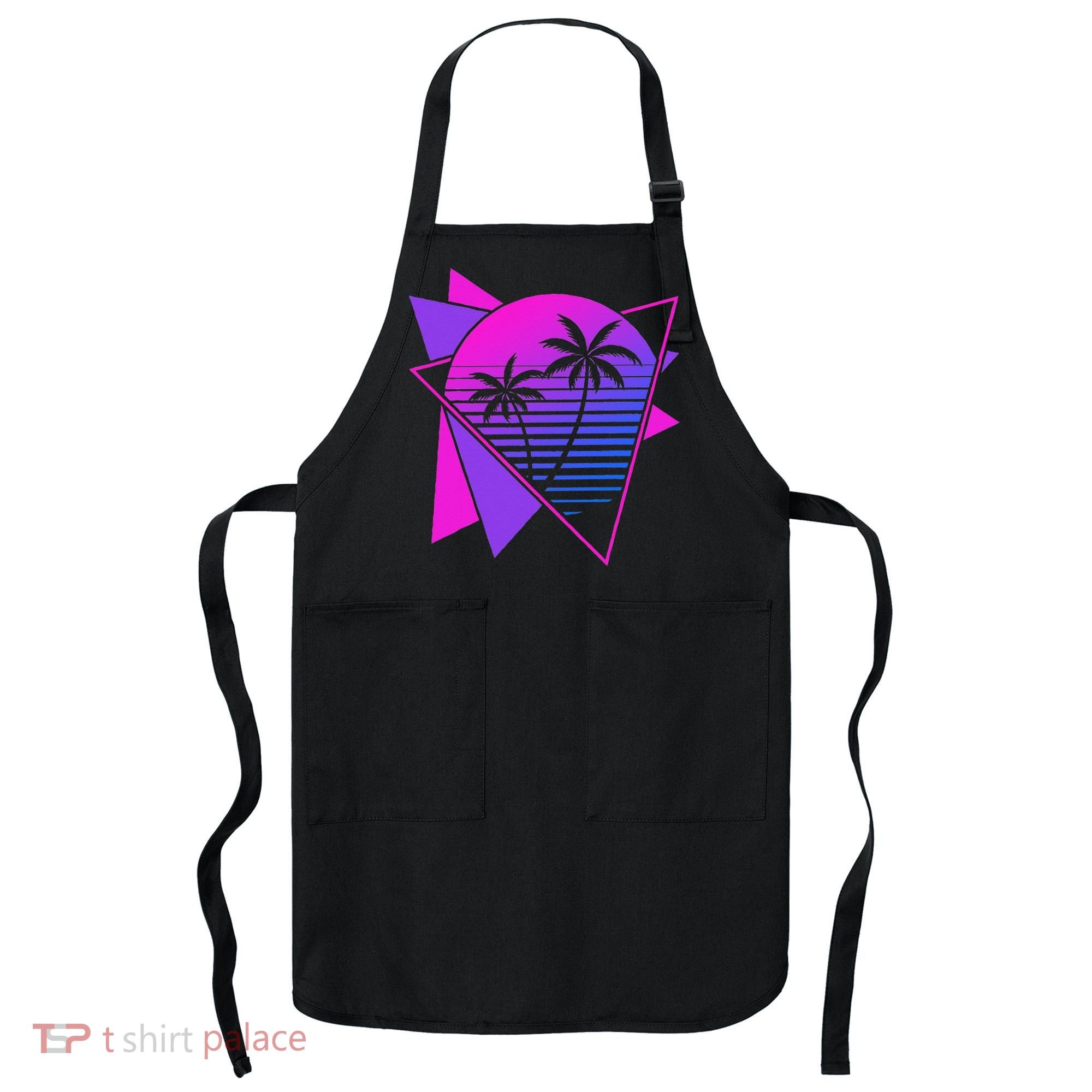Retro 80s Vaporwave Aesthetic Palm Trees 90s Art Vaporwave Apron