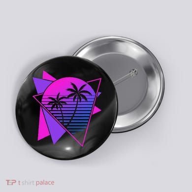 Retro 80s Vaporwave Aesthetic Palm Trees 90s Art Vaporwave Button