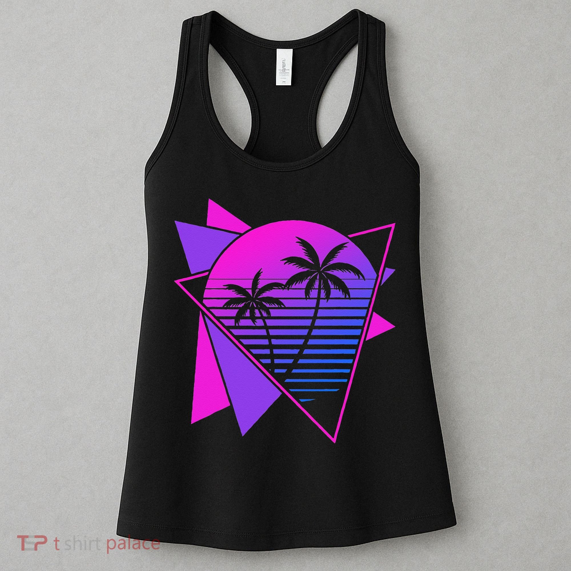 Retro 80s Vaporwave Aesthetic Palm Trees 90s Art Vaporwave Women's Tank Top