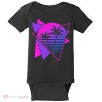 Retro 80s Vaporwave Aesthetic Palm Trees 90s Art Vaporwave Baby Bodysuit thumb 0