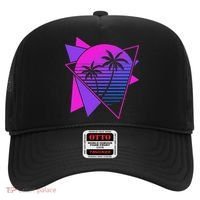 Retro 80s Vaporwave Aesthetic Palm Trees 90s Art Vaporwave Hat thumb 0