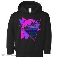 Retro 80s Vaporwave Aesthetic Palm Trees 90s Art Vaporwave Toddler Hoodie thumb 0