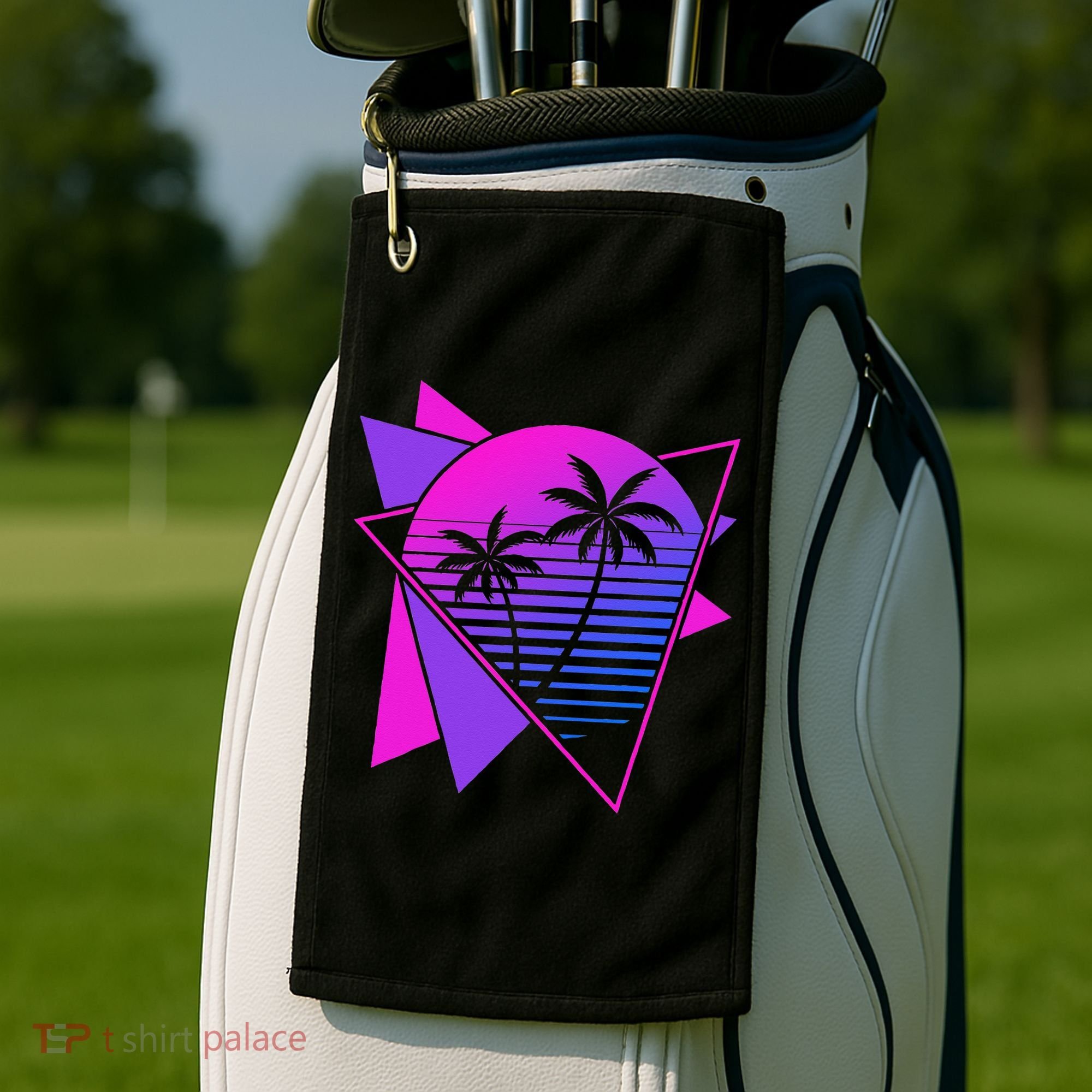 Retro 80s Vaporwave Aesthetic Palm Trees 90s Art Vaporwave Golf Towel