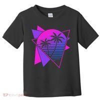 Retro 80s Vaporwave Aesthetic Palm Trees 90s Art Vaporwave Toddler T-Shirt thumb 0