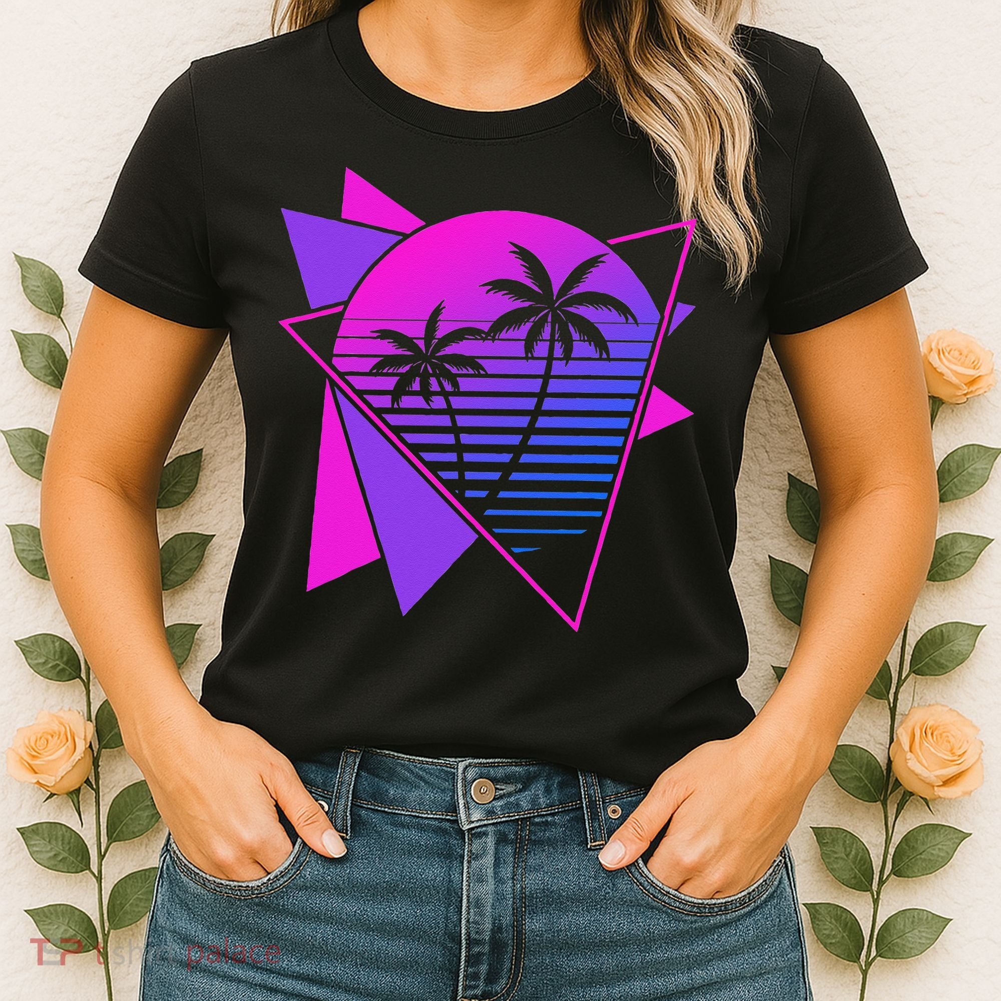 Retro 80s Vaporwave Aesthetic Palm Trees 90s Art Vaporwave Women's T-Shirt