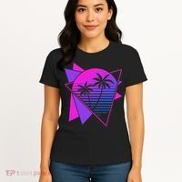Retro 80s Vaporwave Aesthetic Palm Trees 90s Art Vaporwave Women's T-Shirt thumb 4