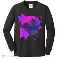 Retro 80s Vaporwave Aesthetic Palm Trees 90s Art Vaporwave Kids Long Sleeve Shirt thumb 0
