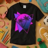 Retro 80s Vaporwave Aesthetic Palm Trees 90s Art Vaporwave Kids T-Shirt thumb 3