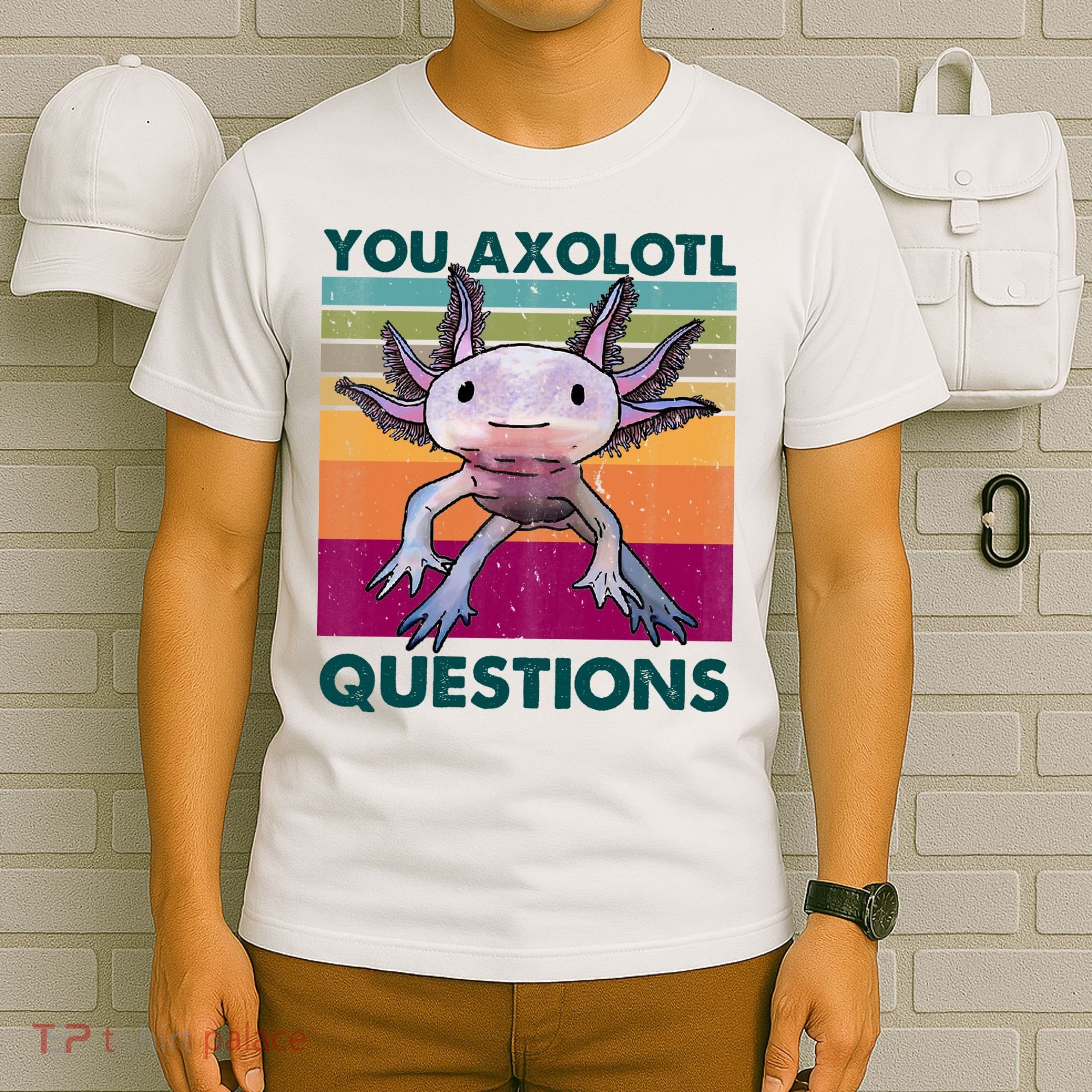 Retro 90s Axolotl Funny You Axolotl Questions T-Shirt