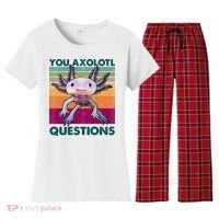 Retro 90s Axolotl Funny You Axolotl Questions Women's Flannel Pajama Set thumb 0
