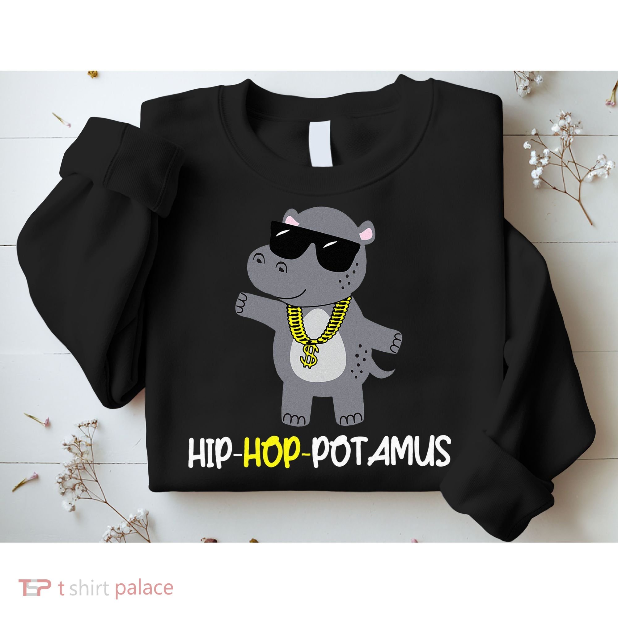 Rap 90s Hip Hop Hippo Cute Hippopotamus Zoo Animal Gift Sweatshirt