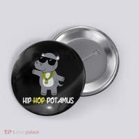 Rap 90s Hip Hop Hippo Cute Hippopotamus Zoo Animal Gift Button thumb 0