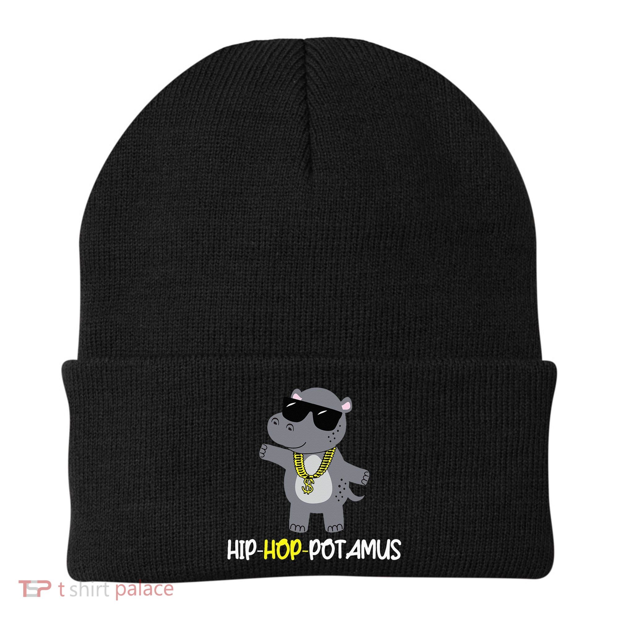 Rap 90s Hip Hop Hippo Cute Hippopotamus Zoo Animal Gift Beanie