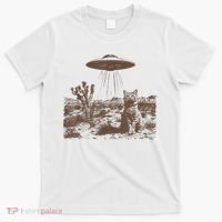 Retro 90s Western Vintage Ufo Cowboy Cat Wild West Kitten T-Shirt thumb 0