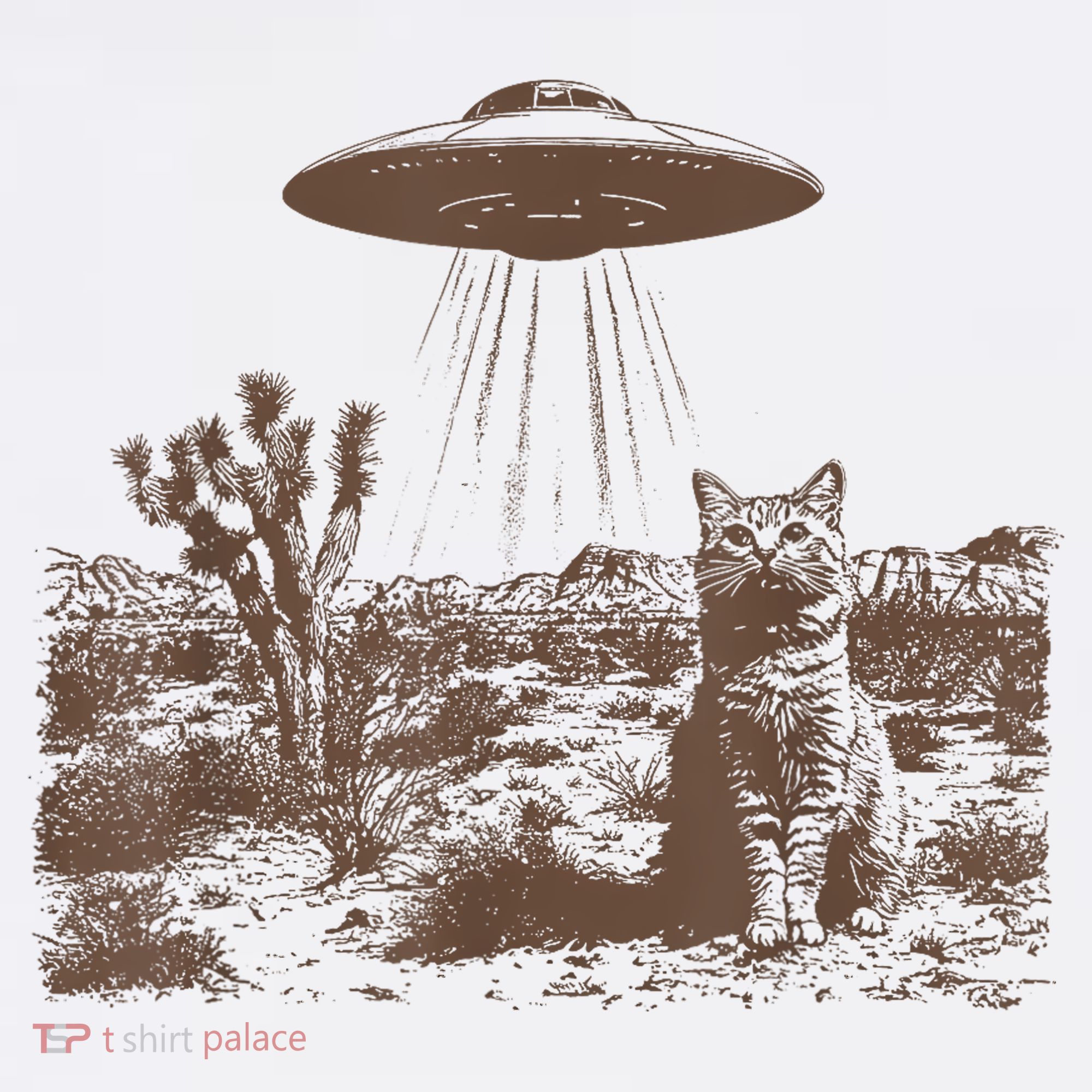 Retro 90s Western Vintage Ufo Cowboy Cat Wild West Kitten T-Shirt