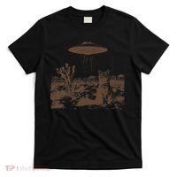Retro 90s Western Vintage Ufo Cowboy Cat Wild West Kitten Gift T-Shirt thumb 0