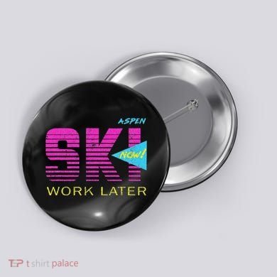 Retro Aspen 80s Colorado Skiing Button
